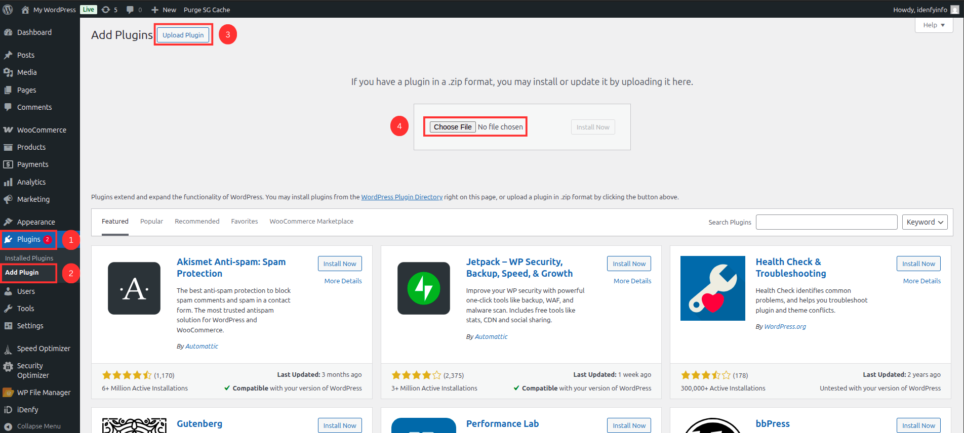 Idenfy - WooCommerce plugin install