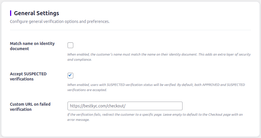 Idenfy-WooCommerce settings zoomed